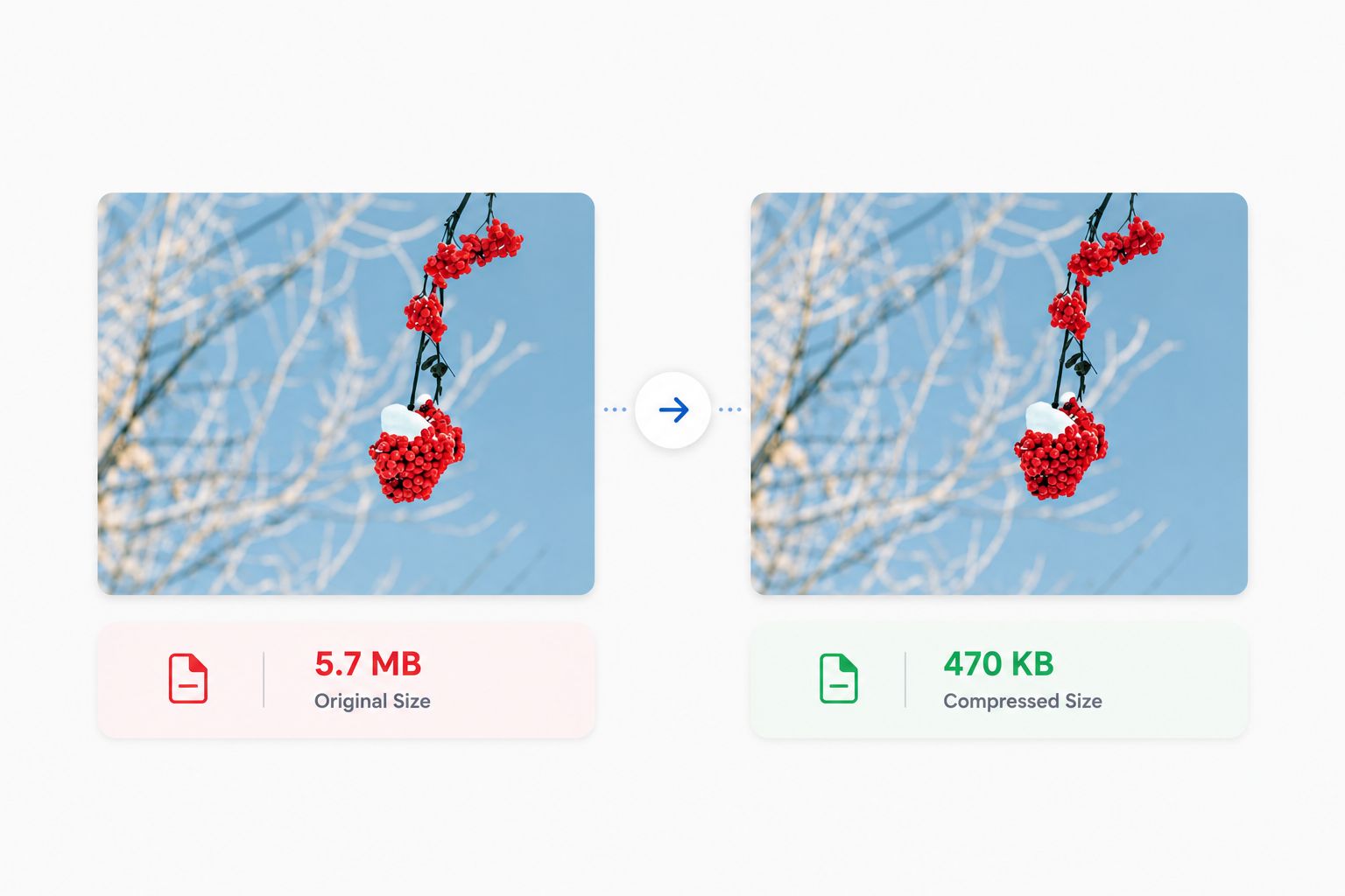 Diagram showing the same photo at 4.2 MB and, after compression, at 380 KB